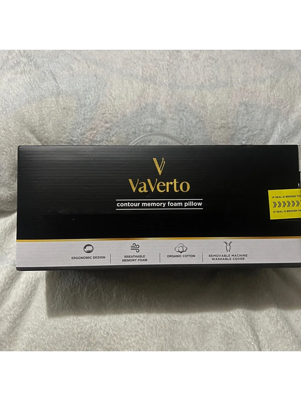 VaVerto Contour Memory Foam Pillow with Organic Cotton Cover NIB